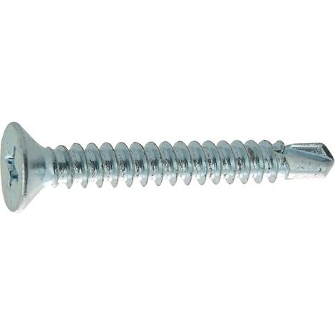 Vis autoperceuses tête fraisée empreinte Phillips acier zingué blanc entièrement filetées, diamètre 4,8 mm, longueur 38 mm, boît - VISWOOD