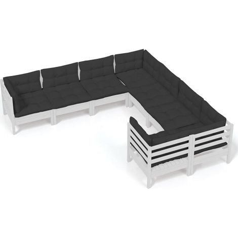 Muebles de jardín 8 pzas y cojines blanco madera maciza de pino vidaXL (1/5)