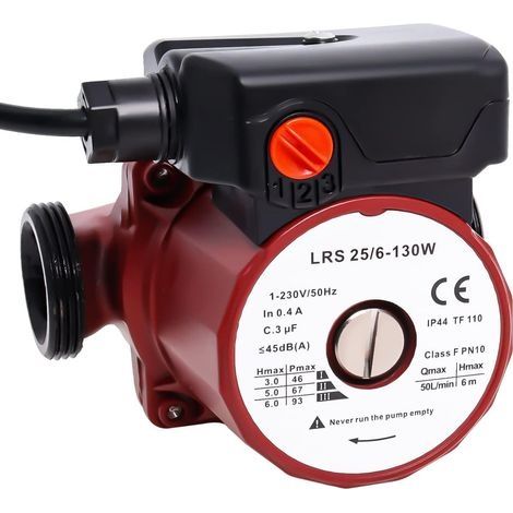 Pompe de circulation eau chaude 46/67/93W – Hauteur maximale 6m – Réglage 3 vitesses – Acier inoxydable silencieux (1/5)
