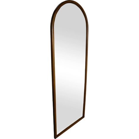 Arched wall mirror pine wood, Luke, Walnut, 60x3x160 cm
