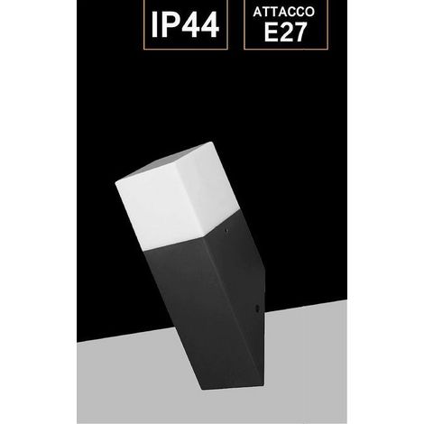 TrAdE Shop Traesio - Applique A Muro Obliquo Esterno Attacco E27 In Alluminio Lampada Parete Ip44 B250 - Nero (1/5)