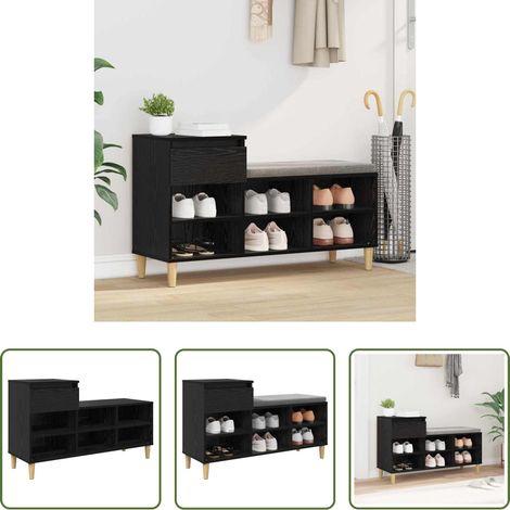vidaXL Meuble de rangement - Cabinet à chaussures avec tiroir Chêne noir 102 x 36 x 60 cm (1/5)