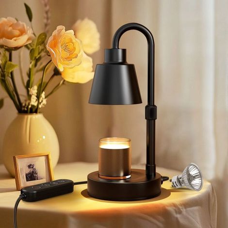 Lampe Chauffe Bougie avec Minuterie Variateur Lampe à Poser Chauffante pour Bougie Hauteur Réglable pour Chambre Salon (1/4)
