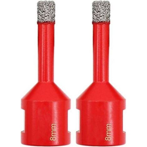 Forets Diamant 2 Pièces 8mm Trépans de Forage avec Filetage M14 pour Perçage à sec en Porcelaine Carrelage Granit Marbre