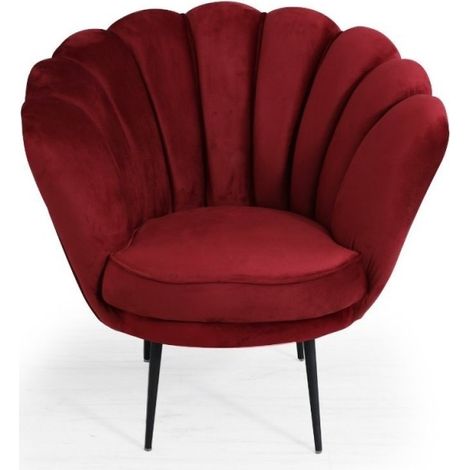 Poltrona a conchiglia in velluto rosso Orel (1/3)