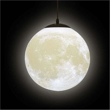YMYNY Lustre en forme de lune 3D, plafonnier en forme de lune, luminaire suspendu en forme de planète, luminaire décoratif de plafond, idéal pour un restaurant, un bar, une maison ou une chambre d'enf