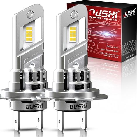 H7 LED Bulbs 100W 30000LM 6500K Xenon White H7 LED Error Free Upgraded 1:1 Mini Size for Car and Motorcycle (Pack of 2) (1/5)