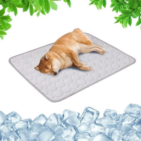Alfombrilla refrescante de verano para mascotas, Base antideslizante, Diseño lavable, Libre de gel tóxico, Antideslizante, Gris (XXL) (1/5)