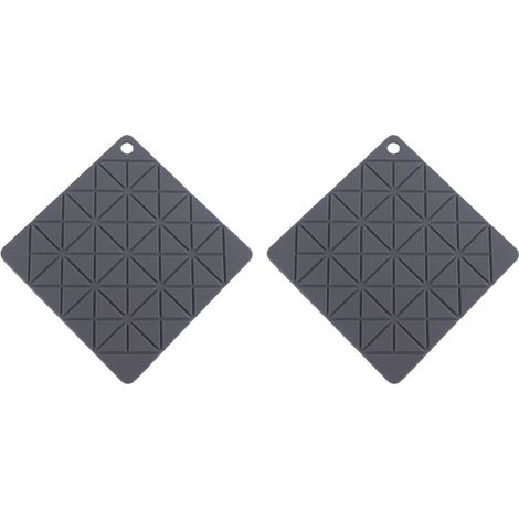 Maniques géométriques en silicone gris, dessous de plat ronds, dessous de plat, lot de 2, tapis d'égouttage, ouvre-bocal antidérapant, plateau à ustensiles (gris, carré) (1/5)