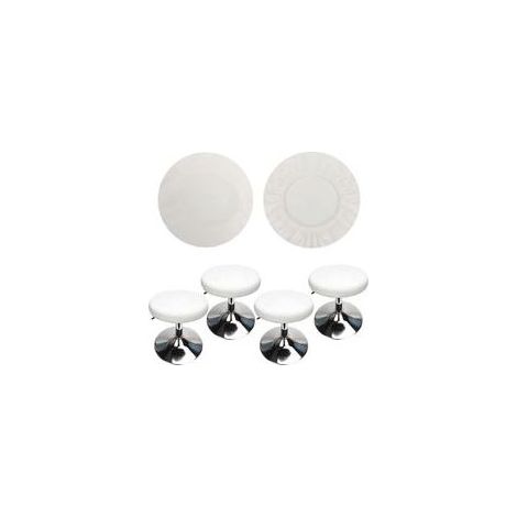 (4 Pièces Blanc)Housse Tabouret Rond Housse Tabouret de Bar, Tissu de Luxe, Diamètre 30-40cm, Extensible, Infroissable, Lavable et Anti-Poussière
