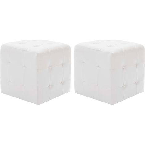 Pouf 2 Stk. Weiß 30x30x30 cm Kunstleder