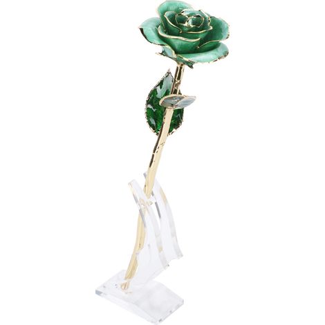 Rose trempée dans l'or 24 carats, cadeau créatif pour la Saint-Valentin, décoration de mariage et socle (1/5)