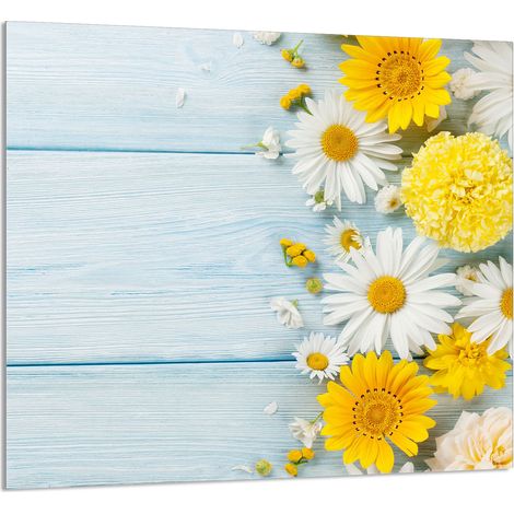 GLASPLATTE FÜR KÜCHE 65x60 Kamille