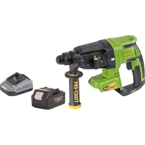 Martillo perforador a batería Procraft PHA40bb 20 V 2,6 J SDS plus sin escobillas + 1 batería de 4,0 Ah + cargador