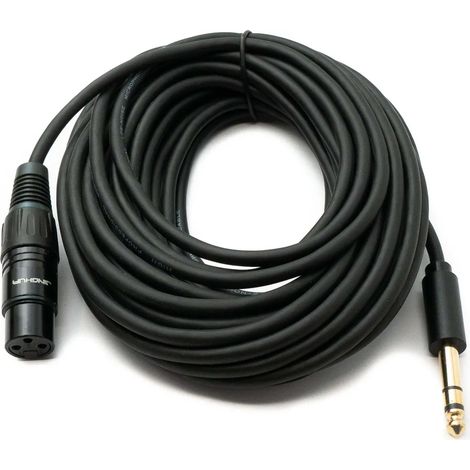 Câble audio SYSTEM-S 10 m, prise XLR 3 broches vers prise jack 6,35 mm, adaptateur AUX (1/4)