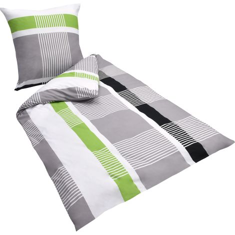Beautissu Lenzuolo Copripiumino da Letto Dana - Design a Quadri - Biancheria da Letto in 100% Cotone - Copripiumino Letto Singolo	220x155 cm