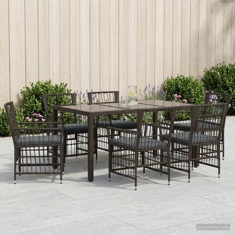 vidaXL Juego de comedor para exteriores 7 uds. Negro ratán sintético (1/5)