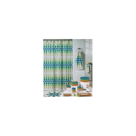 Rideau de Douche, en Polyester, Revêtement antibactérien, Anneaux Inclus, Lavable à 30°, Imperméable Tissu Lavable en Machine Rideau Salle de Bain, Bulle Verre/Bleu, 180 x 200 cm