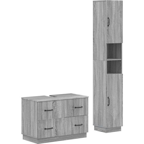 2 Piece Bathroom Cabinet Set HOORN Grey Sonoma Engineered Wood vidaXL (1/5)