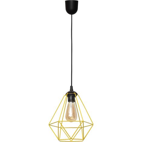 Helam KARO Plafonnier Wire Frame Noir, Jaune 24cm
