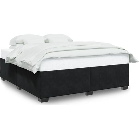 Lit double Lit adulte Cadre de lit sans matelas noir 180x200 cm velours (1/5)
