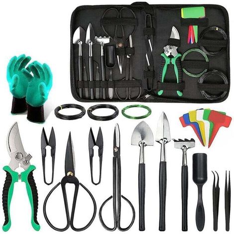 Kit completo di attrezzi da giardino, XU, piante succulente, regalo per donne, attrezzi da giardino in alluminio con borsa da giardino, regali da giardino per uomini e donne-Crezuo