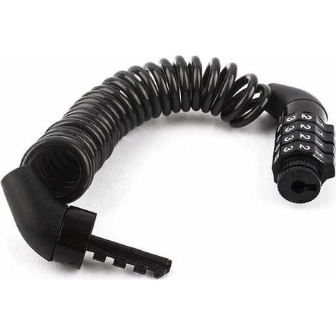 Antivol-Fahrradkabel mit 4 intelligenten Code- und Fahrradschlüsseln, Länge 150 cm für Fahrräder/Scooter/Fahrradträger/Casque, Schwarz (1/5)