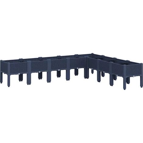 Fioriera rialzata design elegante terrazza giardino 200 x 160 x 42 cm in PP blu grigio 020047459