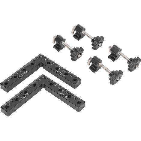 règlesÉquerre de positionnement 90° en aluminium pour assemblage – Lot de 2 équerres + 4 serre-joints ajustables – Atelier & DIY (bois, meubles, coffres, cadres) (1/5)