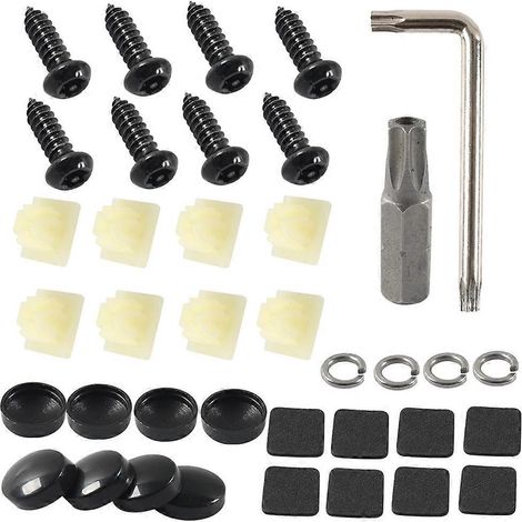 Kit de vis pour plaque d'immatriculation, vis de cadre de plaque d'immatriculation, clip de fixation pour boucle antivol de plaque d'immatriculation (1/5)