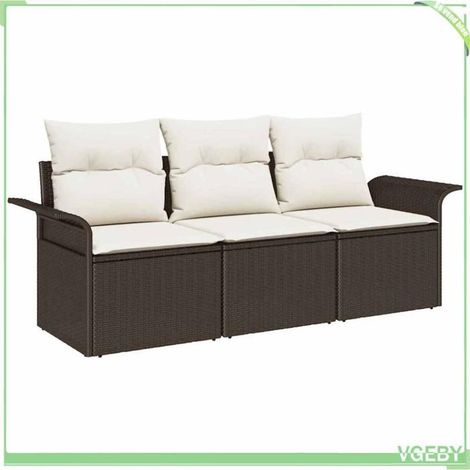Ensemble de canapé de jardin modulaire - FAFEICY - Modulaire - Marron - Poly rotin - Pieds réglables & rangement étanche (1/5)