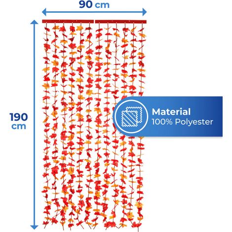 Rideau de porte motif Feuilles d'automne "Indian Summer", Rideau anti insectes, Fabriqué à la main, Fixations autoadhésives, Polyester,90x190 cm, Orange
