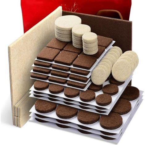 (133 Stück) Selbstklebende Filzgleiter – Braune und beige Möbelgleiter (1/5)