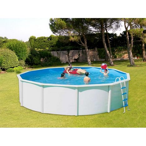 Piscine hors sol acier ronde 2.30m x 1.20m – Parois laquées blanches – Filtration à cartouche 2.0m³/h – Volume 4.5m³ – TOI