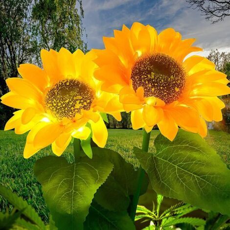 BUNTHAUS LumièRes Solaires ExtéRieures Fleur,2 paquets LED Lumière Solaire Jardin de Tournesol DéCorations,solaire Lampe de décoration extérieures fleur IP65 Etanche Féeriques,Jardin,Patio (1/5)