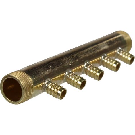 Collecteur 3/4" (20/27) Mâle-Mâle 5 piquages à Glissement pour tube PER diamètre 12 compris 5 bagues de 12 (1/4)