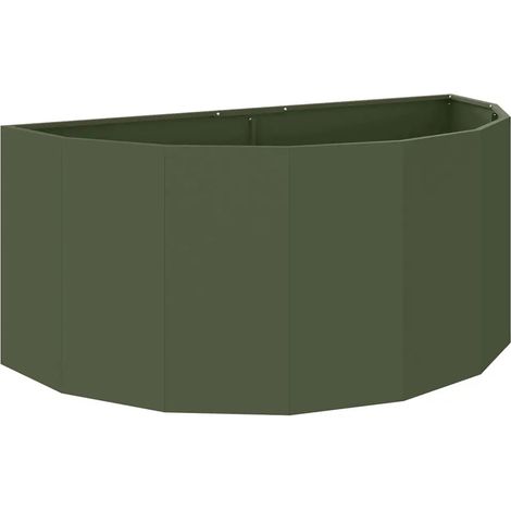Jardinera semicircular moderna para exterior 120 x 60 x 50 cm estética elegante de acero verde olivo 020052946 (1/5)