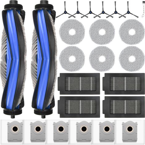25-teiliges Zubehörset für den ECOVACS DEEBOT T50 Omni / T50 PRO Omni / T50 Pro Omni Gen2 Saugroboter: 6 Staubbeutel, 6 Reinigungstücher, 6 Seitenbürsten, 4 HEPA-Filter, 2 Hauptbürsten (1/4)