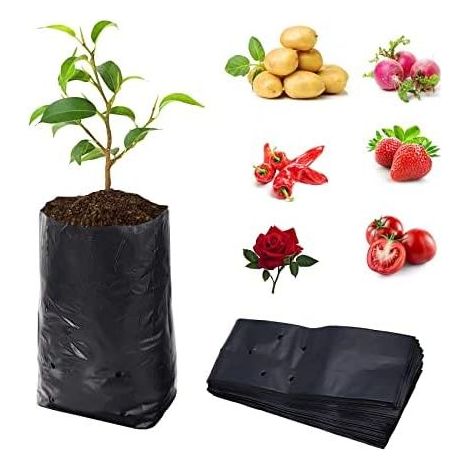 Spezieller Pflanzbeutel, 100 Stück, Premium-PE-Blumenbeutel, biologisch abbaubar, mit Belüftungsloch für Obst, Kräuter und Blumen, halbe Größe 10 x 20 cm (Durchmesser x Höhe) - (1/5)