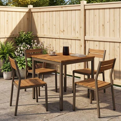 vidaXL Tavolo da cena da giardino Naturale e Caffè 60 x 60,5 x 75 cm