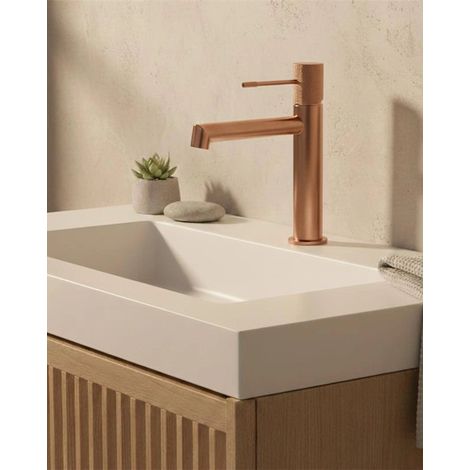 Exagonshop Rubinetto lavabo senza scarico in ottone oro rosa