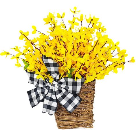 Cesta de flores artificiales – Cesta de flores decorativa colgante (43 cm x 35 cm) “Primavera Eterna” (1/5)