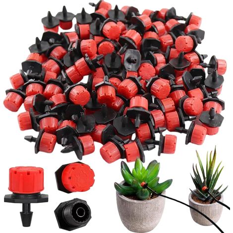 100 x Adjustable Drip Irrigation Kit, Automatic Watering Kit, Micro Flow Drip Head Nozzles, Drip Irrigation, Micro Adjustable Flow Sprayers, for Gardens (1/5)
