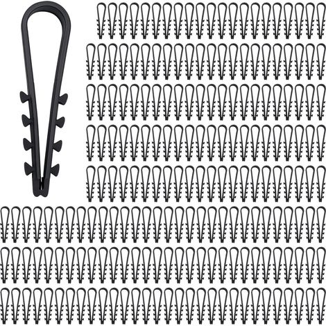 Lot de 200 chevilles à boucle, 5 à 10 mm, avec boucle enfichable, câble rond en forme de U, collier de serrage de cheville, anneau de serrage pour câbles pour différents scénarios (noir) (1/5)
