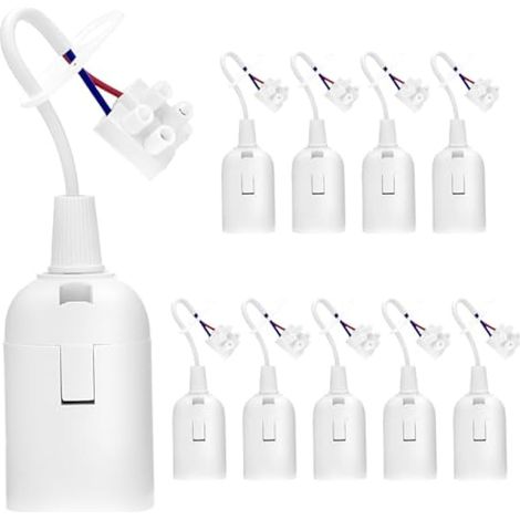 10 Pièces douilles E27, douille avec câble, douille de rénovation douille 4 A 250V, pour travaux de construction, cuisine, salon, blanc (1/5)