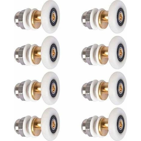 Roulette Porte Douche, Roulettes de Porte Coulissante Cabine de Douche Porte Poulies Roue de Rechange pour Rouleau avec Diamètre de Roues 27mm, 8 Pièces (1/5)