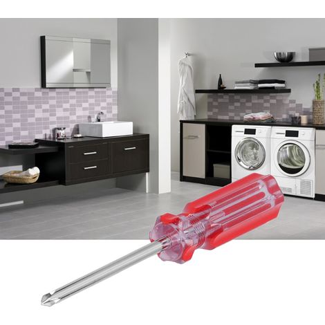 Tournevis Phillips transparent à manche rouge et rayures rouges (1/5)