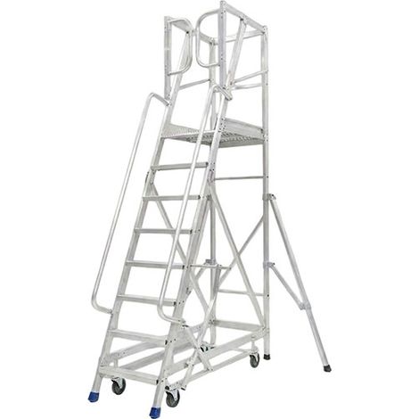 Scaletta 8 gradini - altezza massima di lavoro 4.00m - base con ruotee - ER8-KRE (1/5)