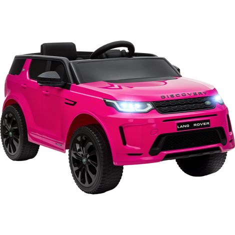 AIYAPLAY coche eléctrico para niños de +3 años con licencia Land Rover Discovery Sport batería 12V mando a distancia faros bocina y música rosa