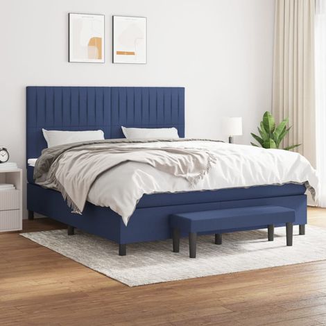 Boxspringbett mit Matratze Blau 180x200 cm Stoff (1/5)